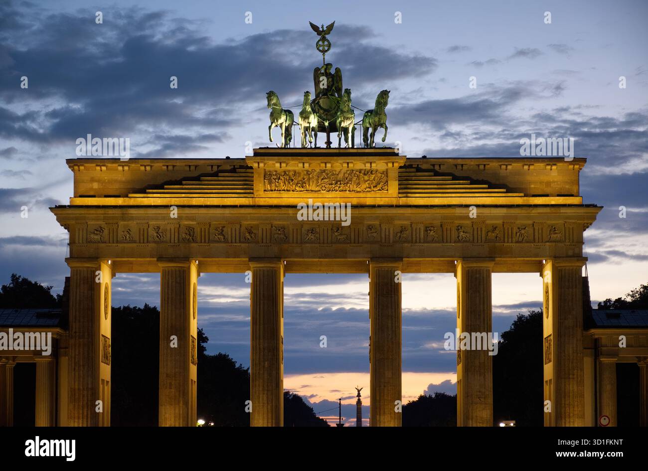 La Porta di Brandeburgo a Berlino Foto Stock