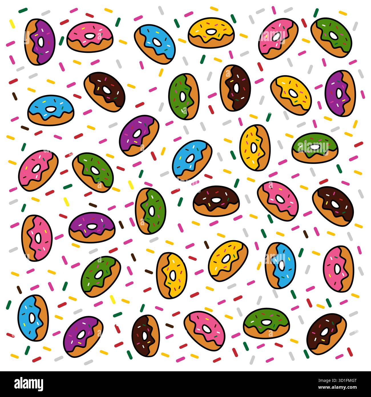 Motivo dolce di delizia con testine colorate. Design di fondo dei dessert per prodotti da forno senza cuciture Illustrazione Vettoriale