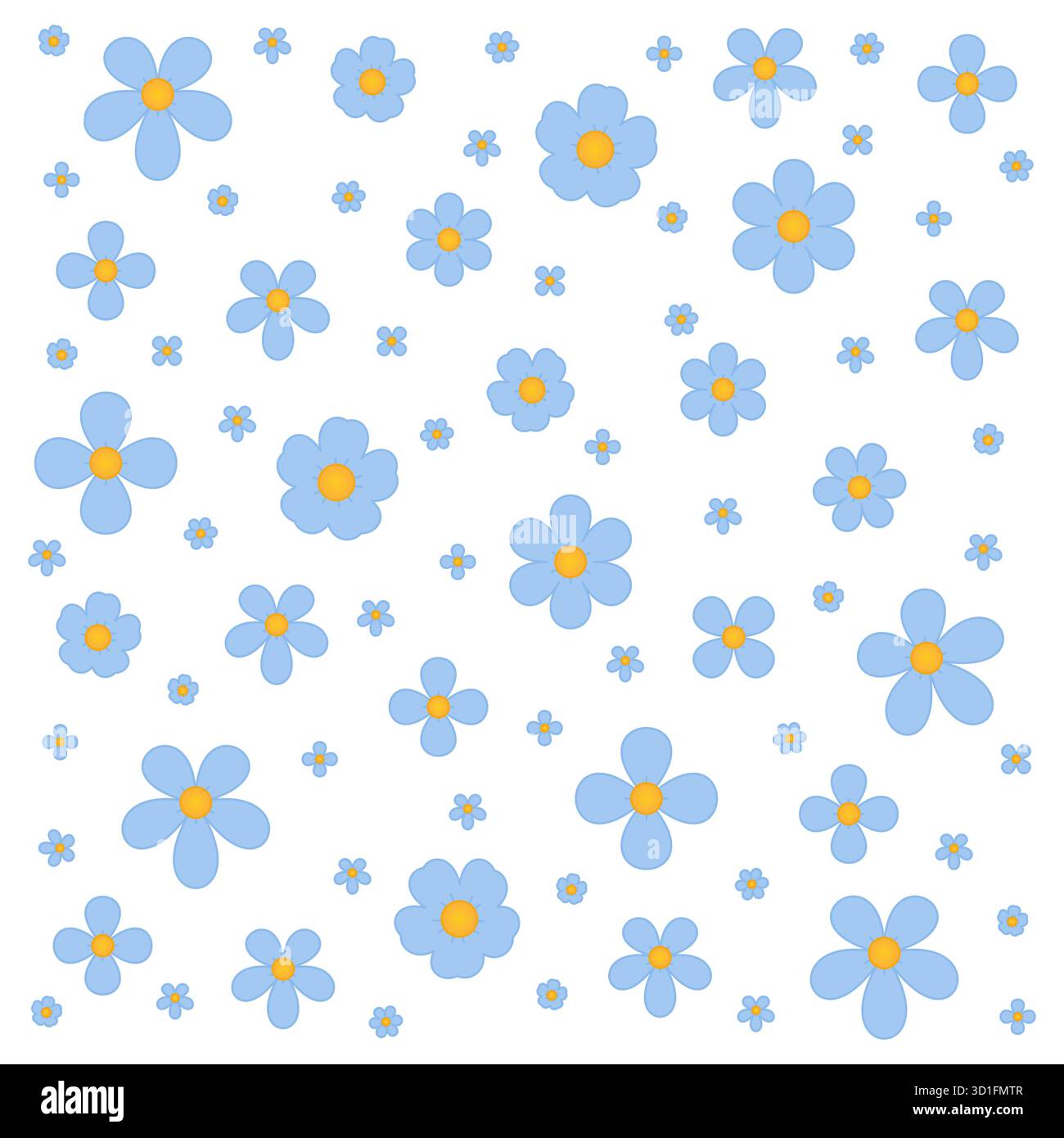 Elegante motivo floreale blu su sfondo bianco. Design decorativo botanico senza cuciture Illustrazione Vettoriale