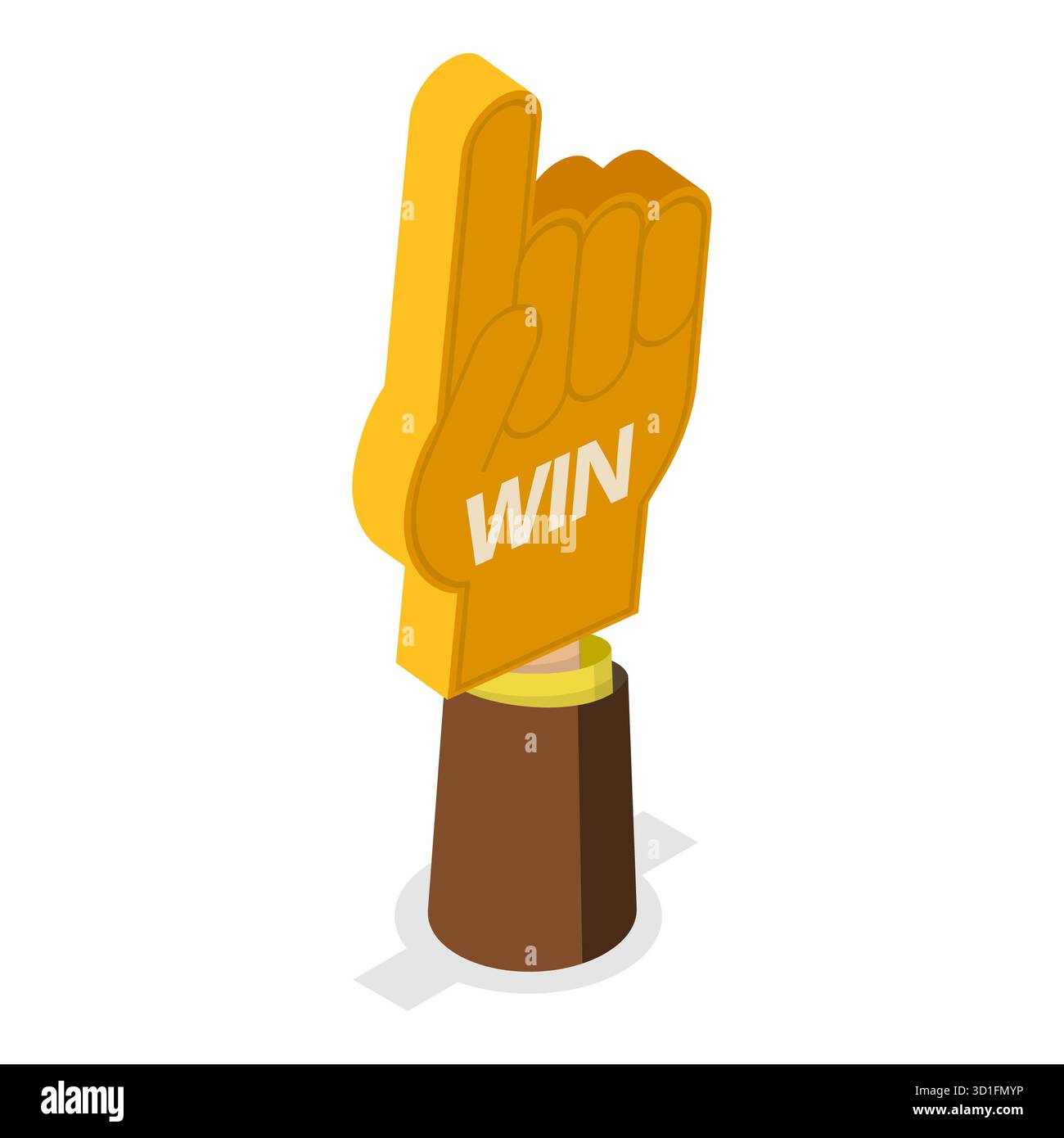 Set piatto isometrico 3D di mani in schiuma colorate, articoli sportivi divertenti. Punto 3 Foto Stock