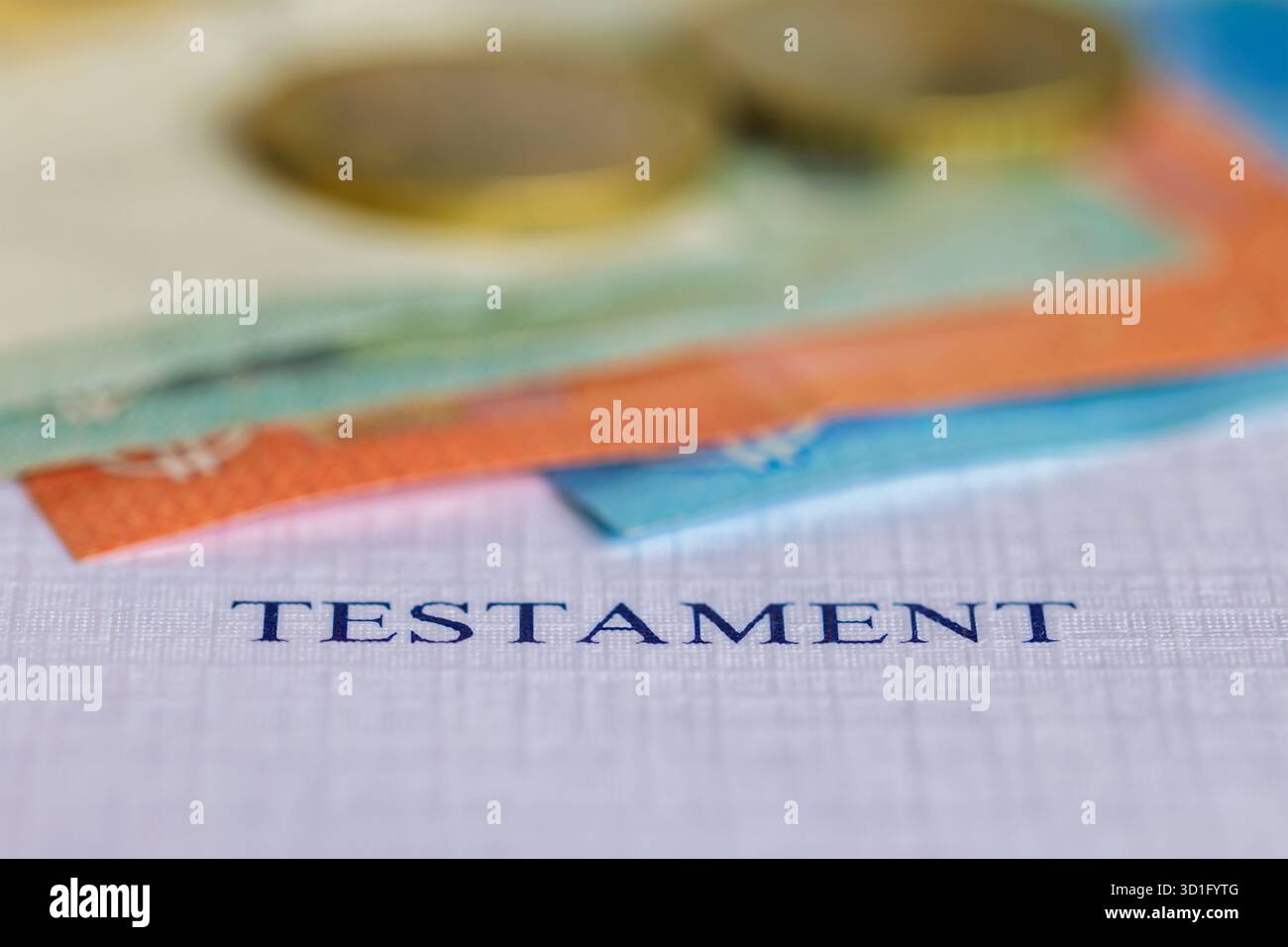 Documento con il testo olandese “Will” - concetto di ultima volontà e testamento Foto Stock