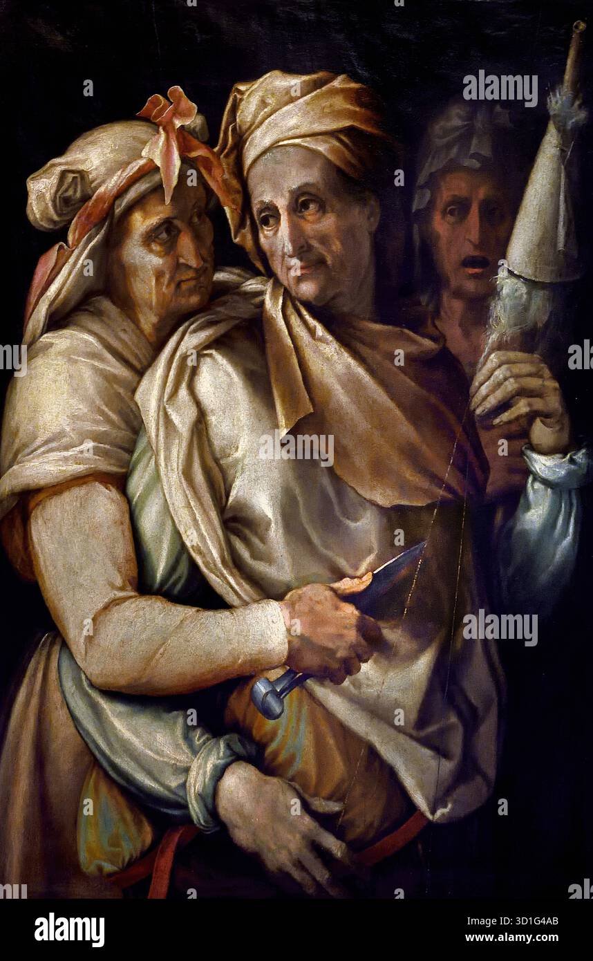 Le tre Parche 1550 Francesco de' Rossi (1510-1563) Francesco Salviati o come il Salviati il Palazzo Pitti - Palazzo Pitti 1458 rinascimentale di Firenze, Italia, Foto Stock