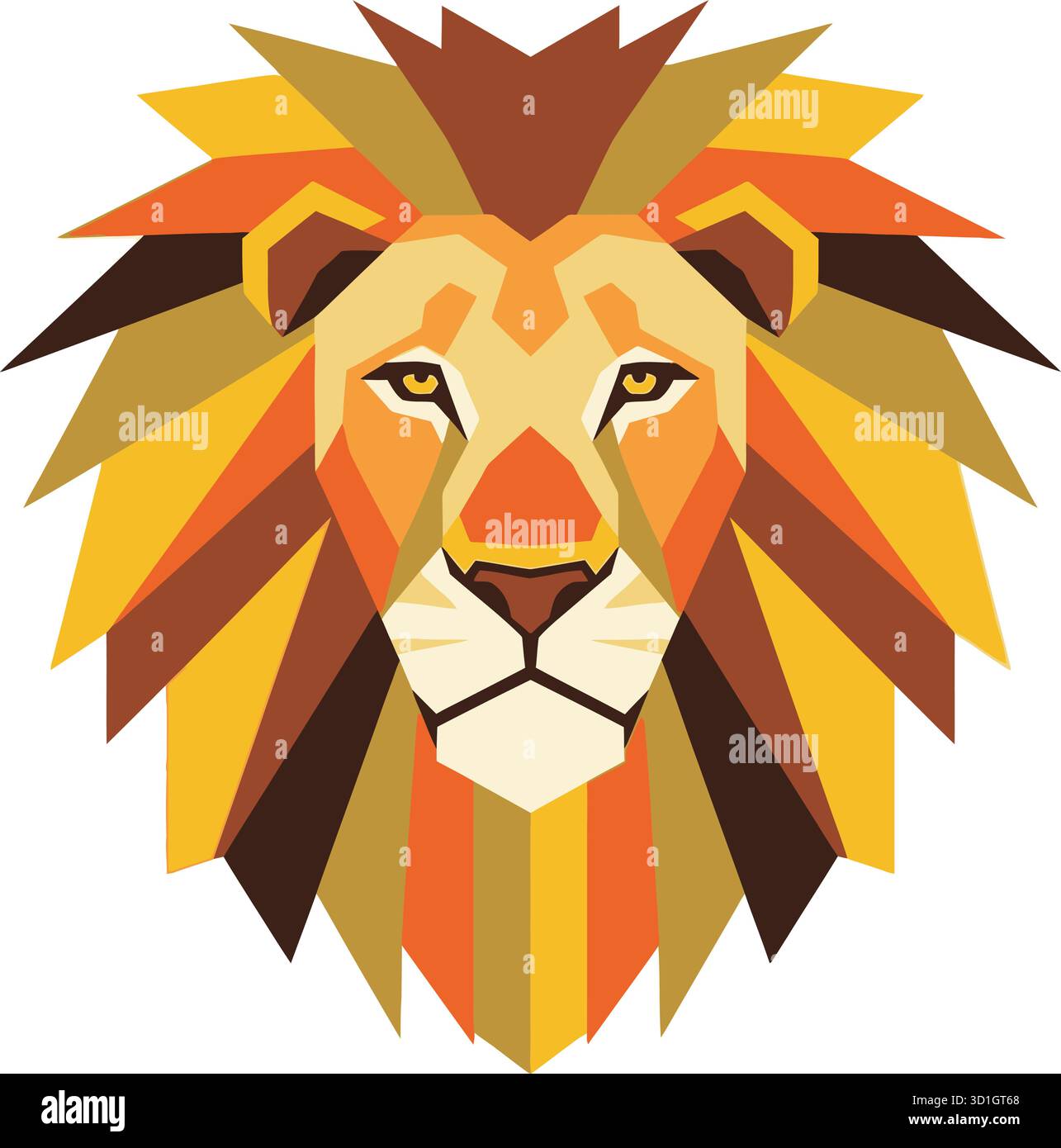 Illustrazione geometrica del volto del leone – Bold Abstract Animal Art per progetti di design moderno Illustrazione Vettoriale