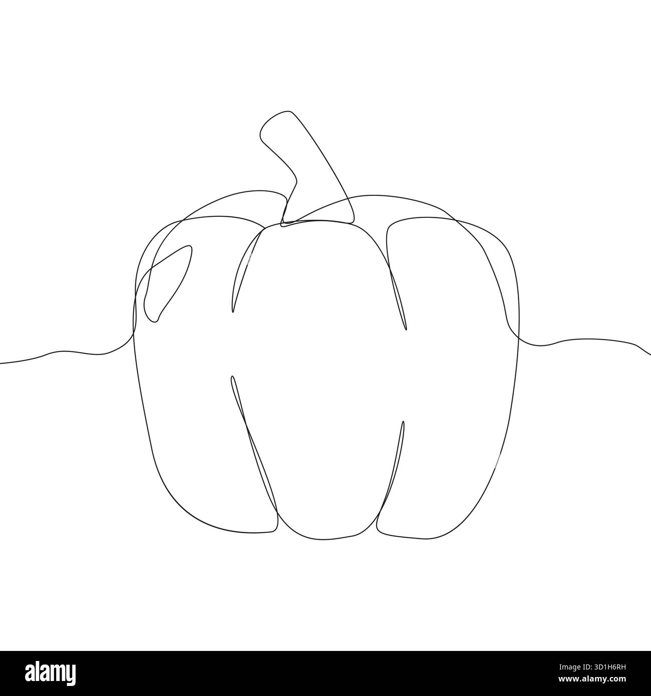 Vector di verdure al pepe. Cibo fresco. Art. In linea continua. Disegno del peperone. Illustrazione Vettoriale