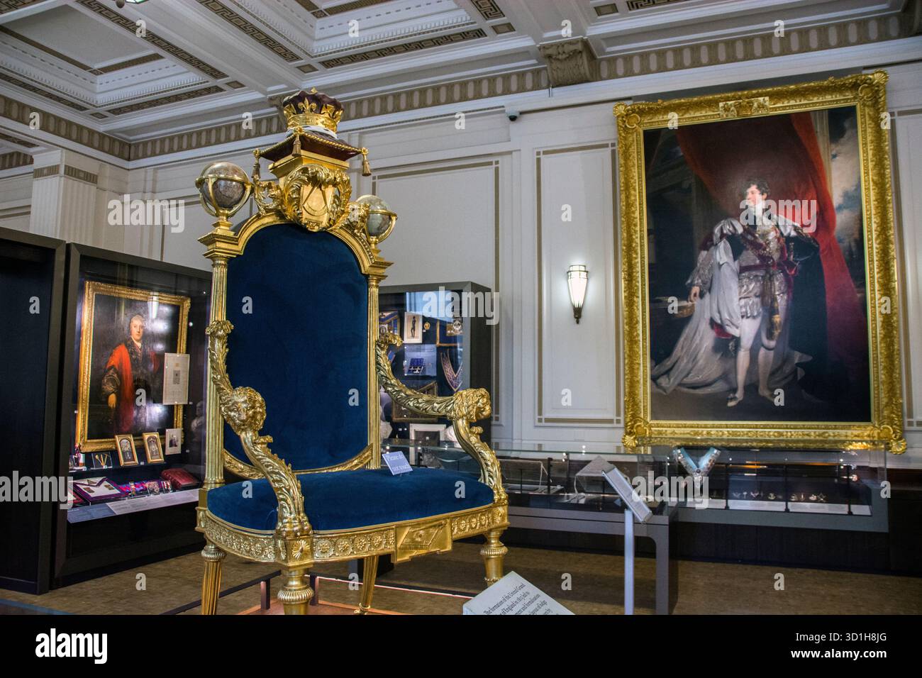 Vista interna con il Trono del Gran Maestro di Giorgio IV Foto Stock