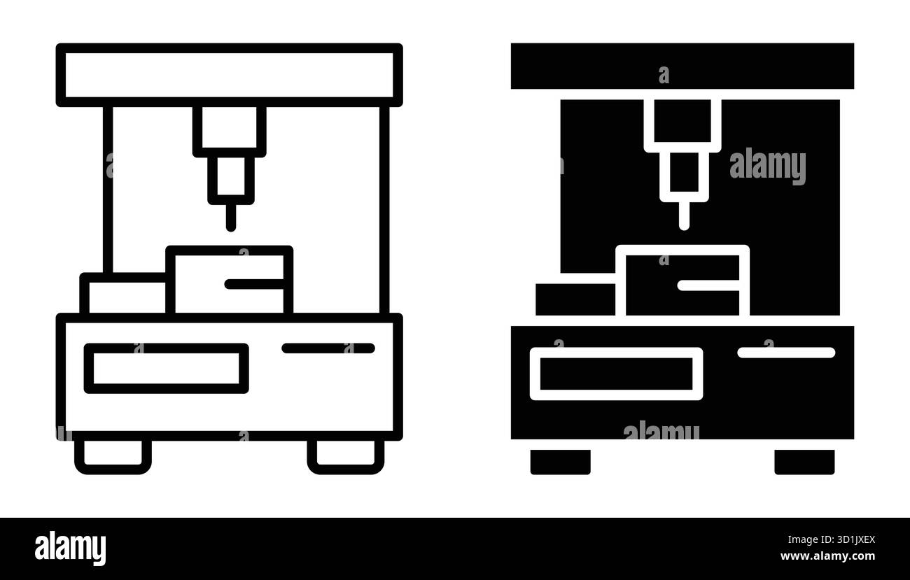 Questa immagine presenta un contorno e una rappresentazione solida di una macchina che ne mostra i componenti funzionanti. Ideale per tecnologia, ingegneria e produzione Illustrazione Vettoriale