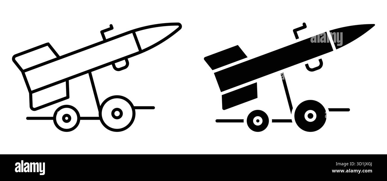 Design illustrativi a razzo con un contorno e uno stile solido, ideale per vari progetti. Adatto per icone, grafica e materiali didattici Illustrazione Vettoriale