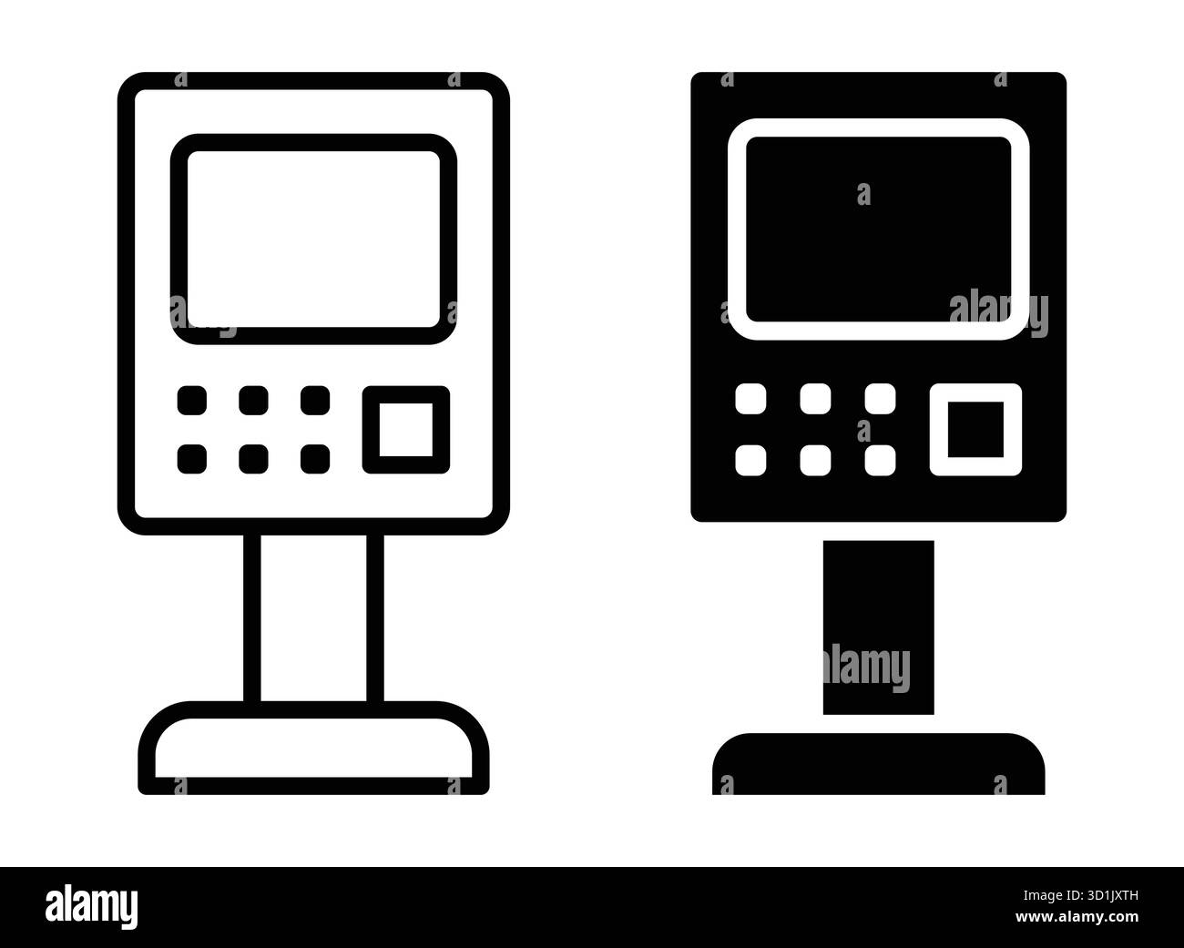 Questa immagine presenta un contorno e una rappresentazione solida di un distributore automatico, ideale per progetti digitali o di stampa. Illustra la praticità nel più moderno Illustrazione Vettoriale