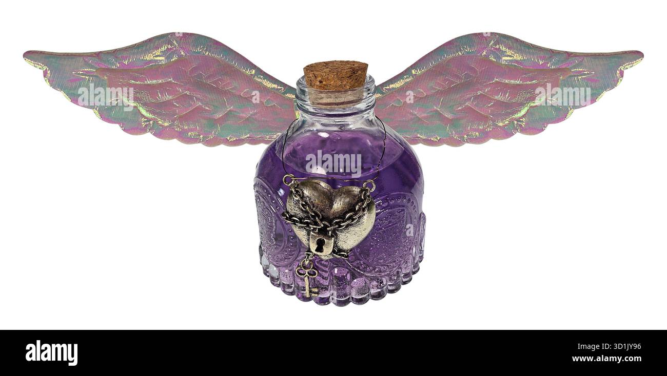 Pozione d'amore con ali lucenti per volare e volare in alto Foto Stock