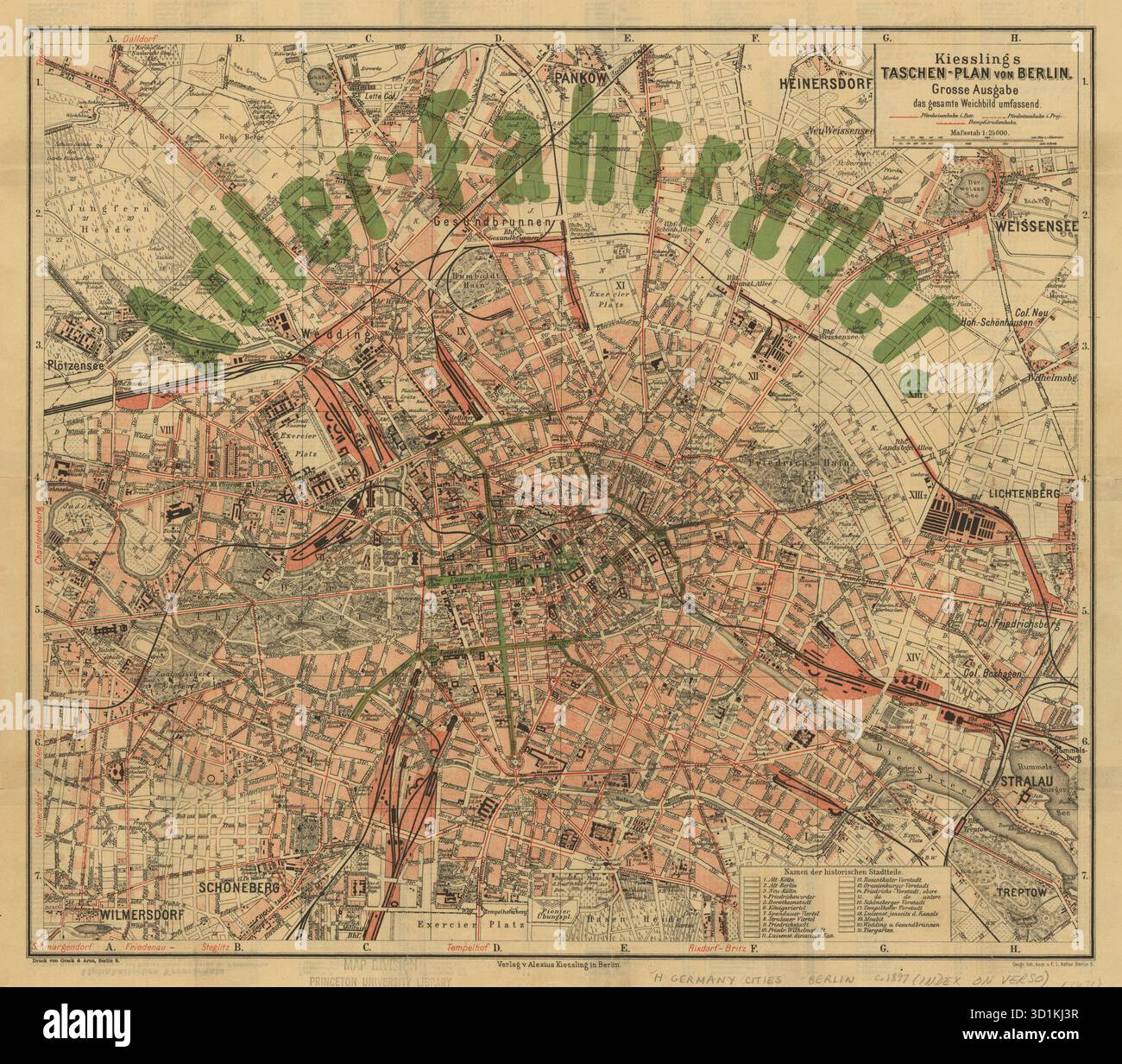 Berlin Pocket Map c. 1897 – Kiessling's Imperial City Plan, Berlin Download, Berlin poster, Berlin Stampa, mappa di Berlino, Germania mappe, Germania Stampa Foto Stock
