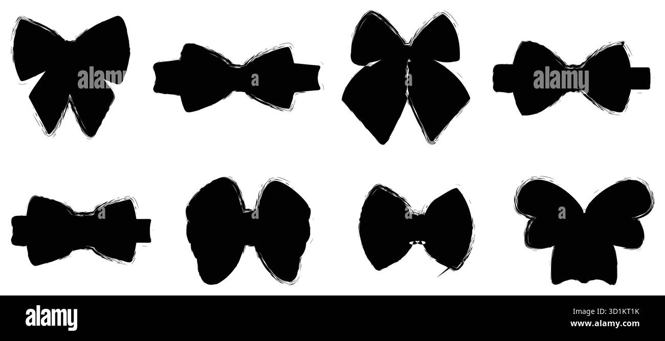 Cravatta, fiocco regalo, fiocco a nastro, set di icone Fashion Bow Vector Illustrazione Vettoriale