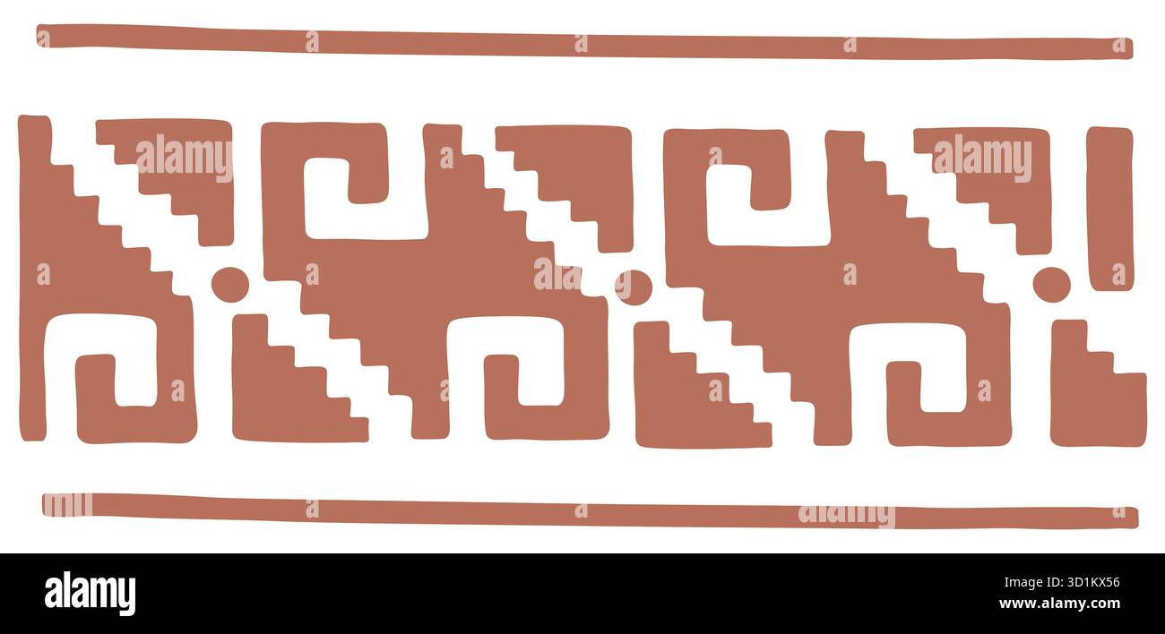 Antico design folk simile a un labirinto ispirato al simbolismo slavo, caratterizzato da geometria ritmica dei passi, equilibrio e armonia nel patrimonio artistico etnico. Foto Stock