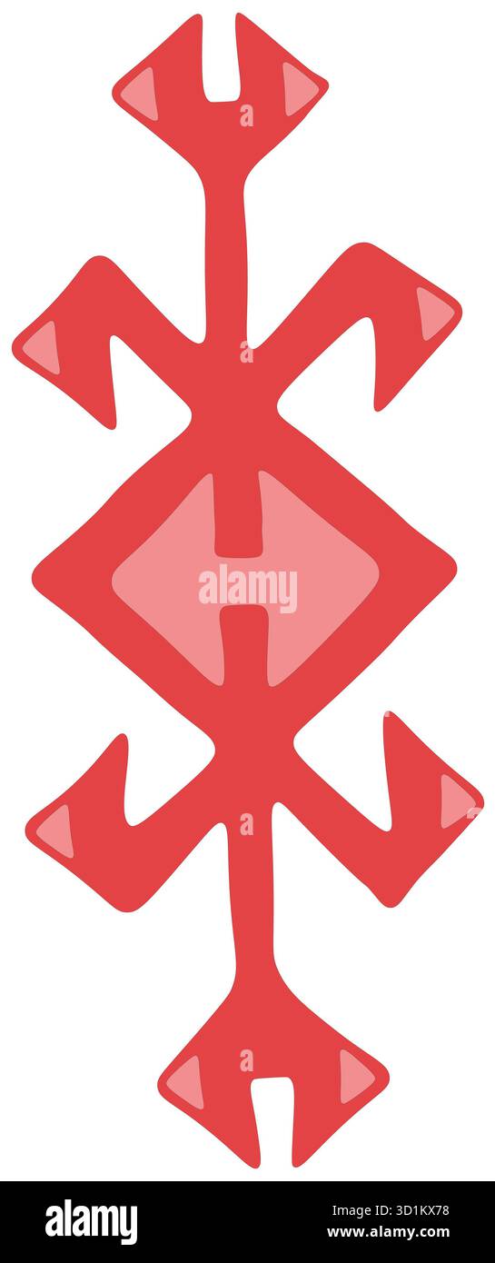 Astratto vettore di ornamento popolare slavo ispirato al patrimonio culturale balcanico, al simbolismo etnico, ai modelli tradizionali e all'antico mot geometrico spirituale Foto Stock