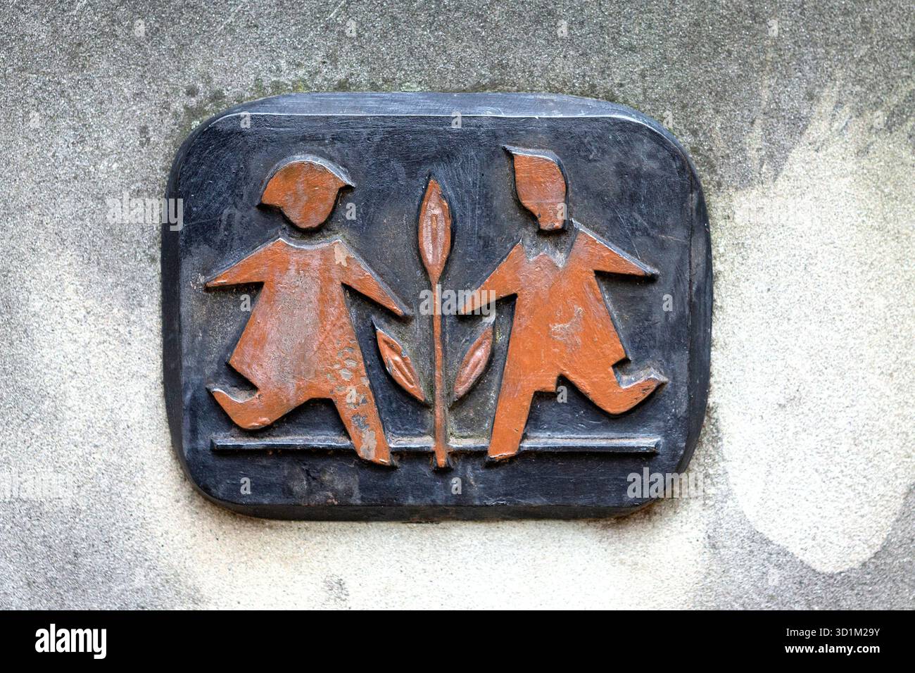 Hermann-Gmeiner-Park, Logo von SOS Kinderdorf, Parco di Wien, Österreich // Hermann Gmeiner Park, logo del SOS Children's Village, parco di Vienna, Austria - 20251028 PD19691 credito: APA-PictureDesk/Alamy Live News Foto Stock