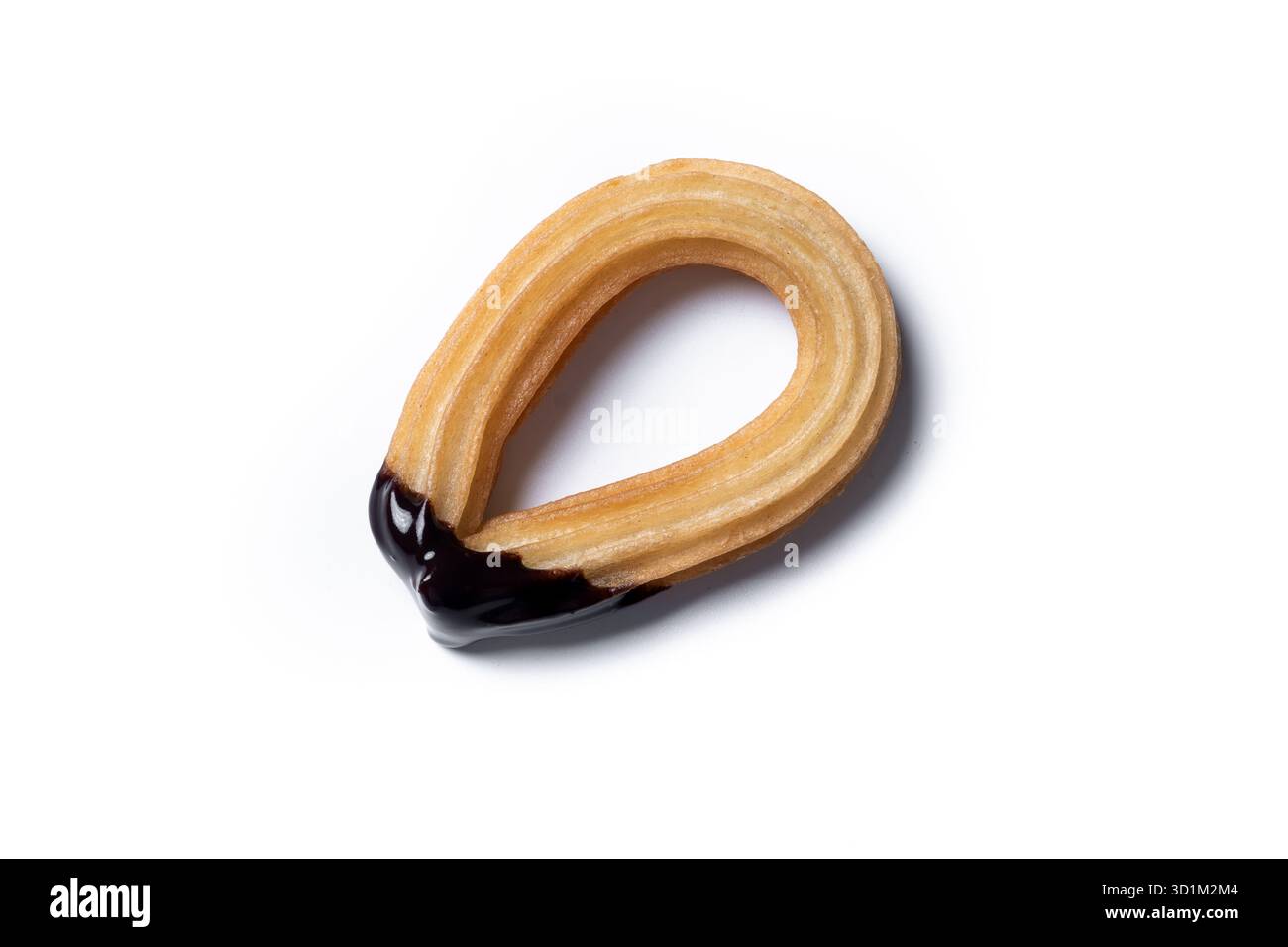 Churros spagnoli tradizionali con cioccolato isolato su sfondo bianco Foto Stock