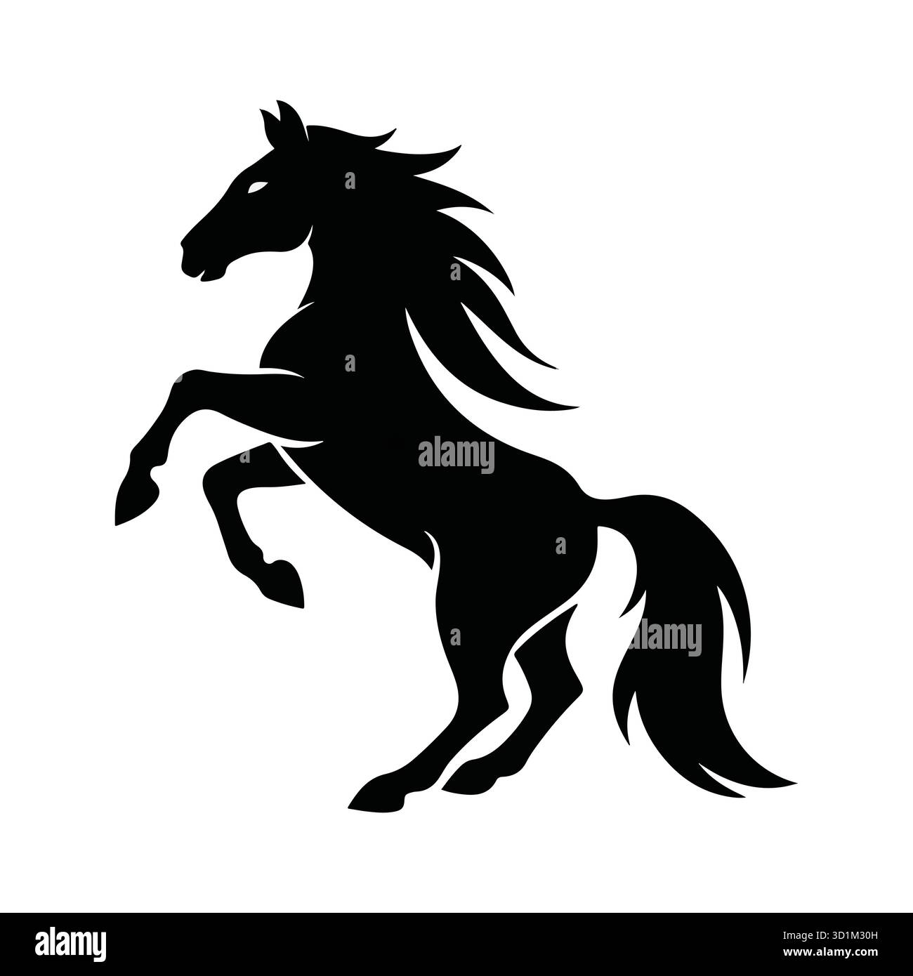 Silhouette di cavallo su sfondo bianco. Illustrazione Vettoriale