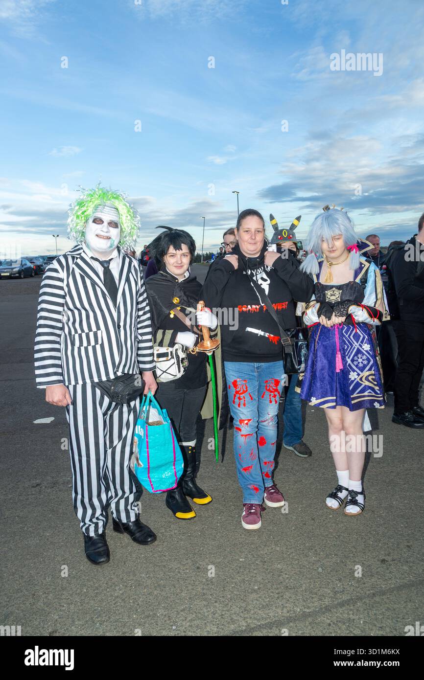 Un cosplayer al Comic con Scotland, Royal Highland Centre, Ingliston, Edimburgo, Scozia Foto Stock