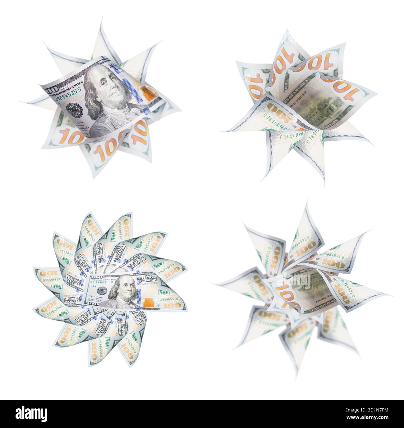 Set di quattro cento dollari icona Bill foto grafiche Foto Stock