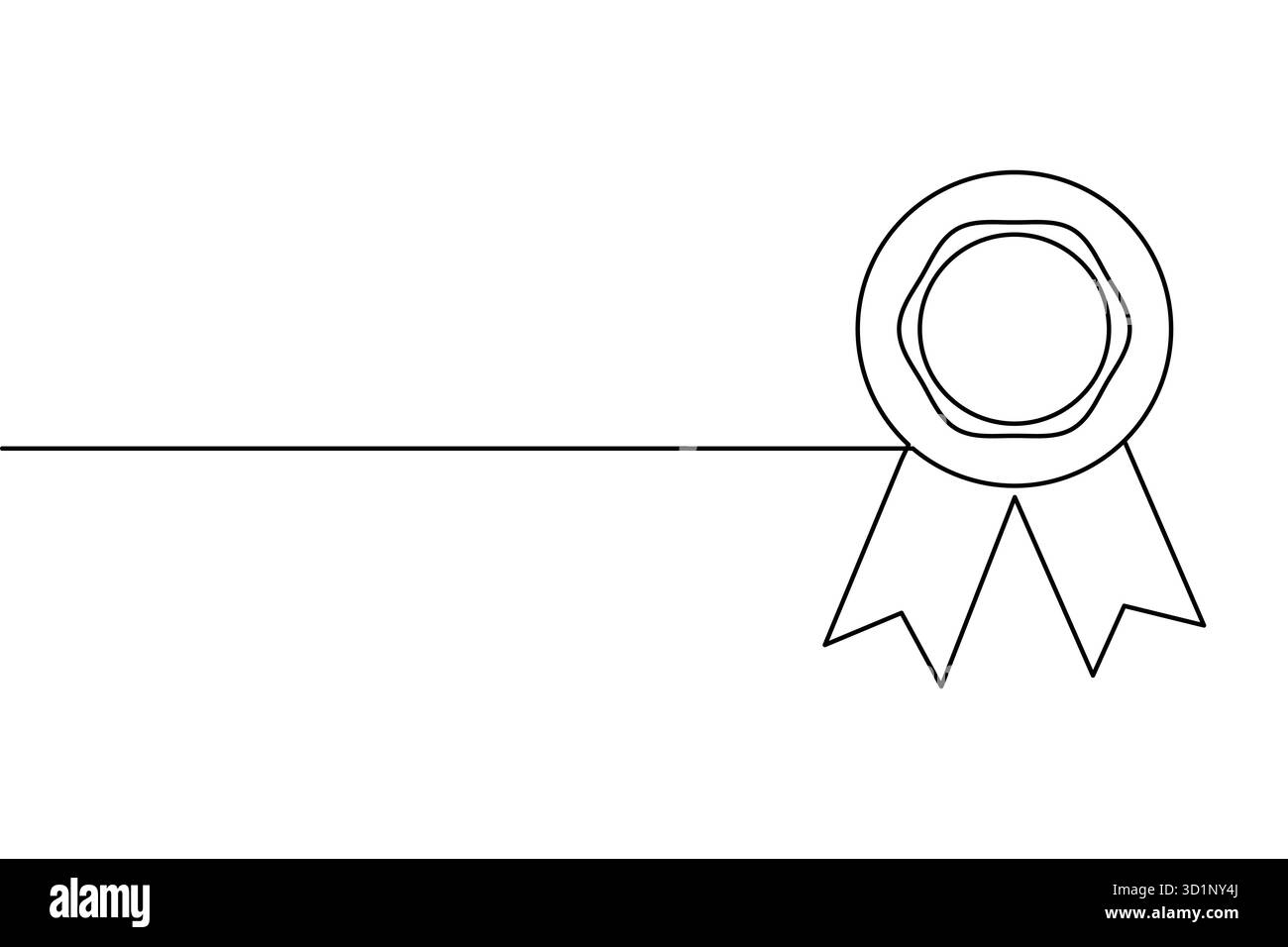 Medaglia d'onore con nastro continuo su una linea che disegna un'illustrazione vettoriale con distintivo vincitore del premio minimalista Illustrazione Vettoriale
