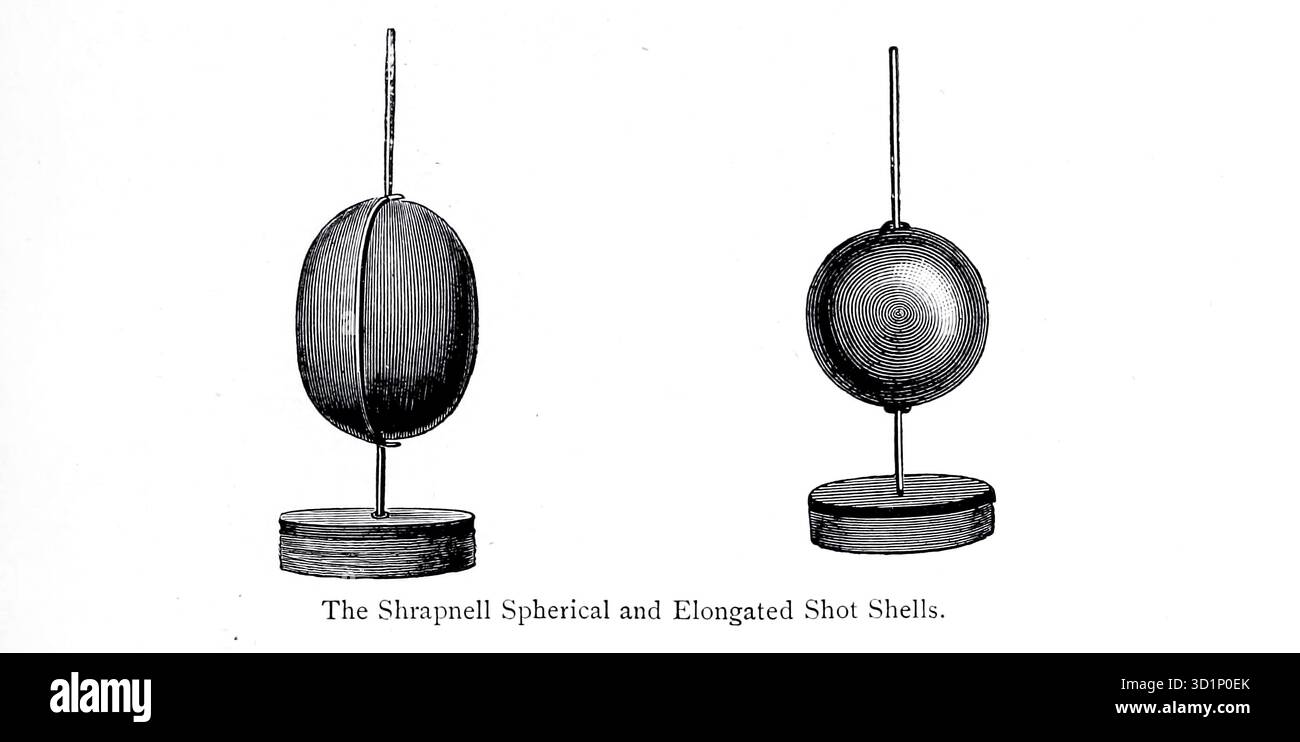 Le Shrapnell Spherical e Elongated Shot Shells. Da ' The gun and its Development' di Greener, W. W. (William Wellington) data di pubblicazione 1897 Foto Stock