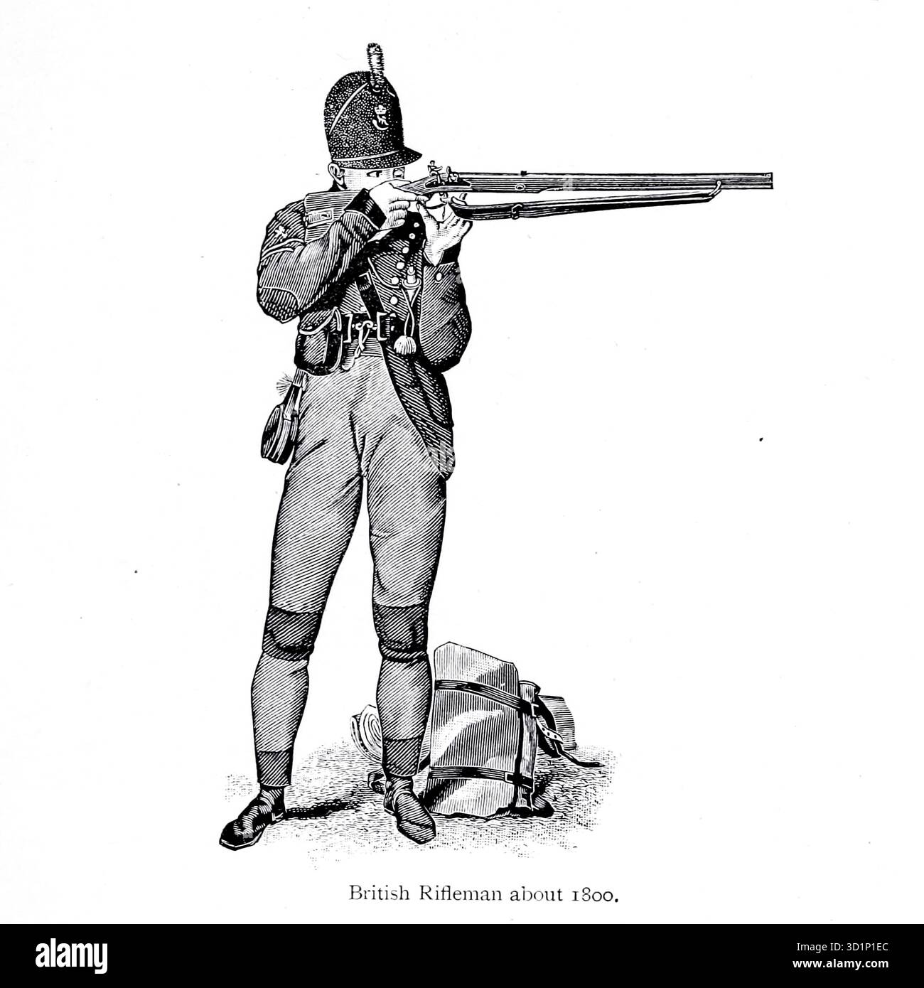 British Rifleman intorno al 1800 da " The gun and its Development " di Greener, W. W. (William Wellington) data di pubblicazione 1897 Foto Stock