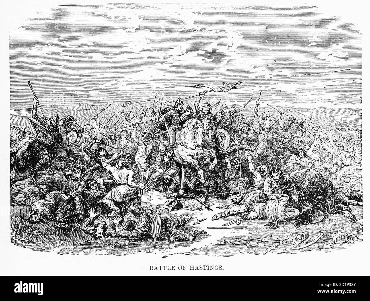 Battle of Hastings, dal LIBRO XIV. The feudal ascendency nel volume 12, of Ridpath's Universal History : an account of the origin, primitive condition and ethnic Development of the Great race of Mankind, and of the principal events in the Evolution and Progress of the civilized Life between men and Nations, from recent and authentic sources with a preliminary investigation on the time, Place and way of the beginning by Ridpath, John Clark, 1840-1900 published in 1897 Foto Stock