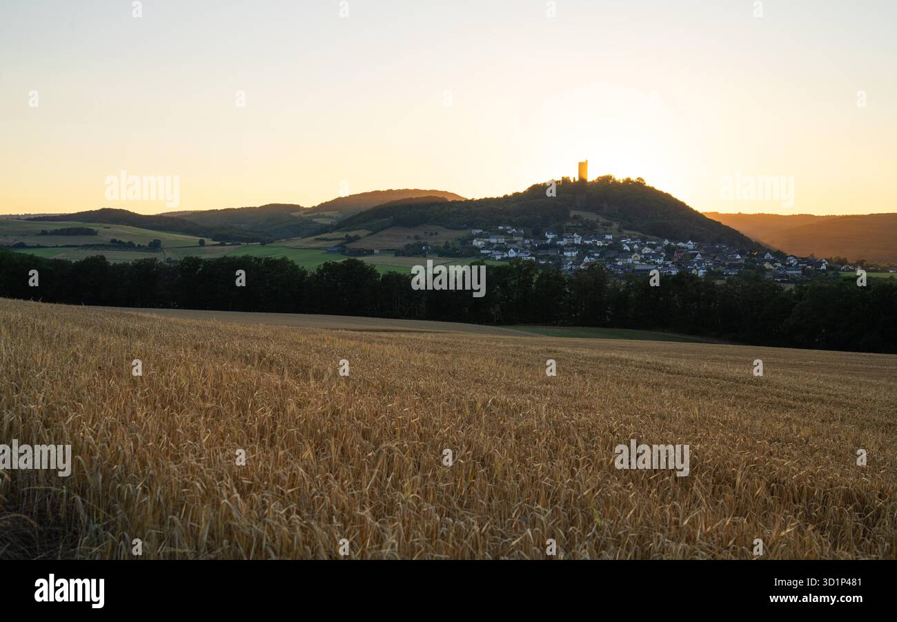 Immagine panoramica della valle di Brohl, Eifel, Renania-Palatinato, Germania Foto Stock