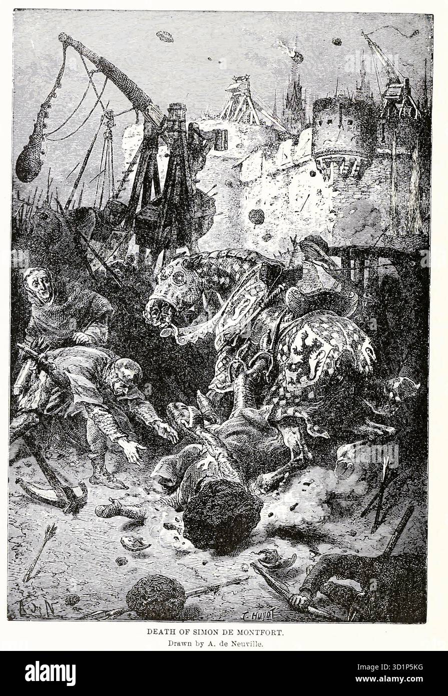 Morte di Simon de Montfort dal capitolo XCIII. Inghilterra e Francia nel XIII secolo nel volume 12, della storia universale di Ridpath: un resoconto dell'origine, della condizione primitiva e dello sviluppo etnico delle grandi razze dell'umanità, e dei principali eventi nell'evoluzione e nel progresso della vita civile tra uomini e nazioni, da fonti recenti e autentiche con un'indagine preliminare sull'ora, il luogo e le modalità dell'inizio di Ridpath, John Clark, 1840-1900 pubblicato nel 1897 Foto Stock
