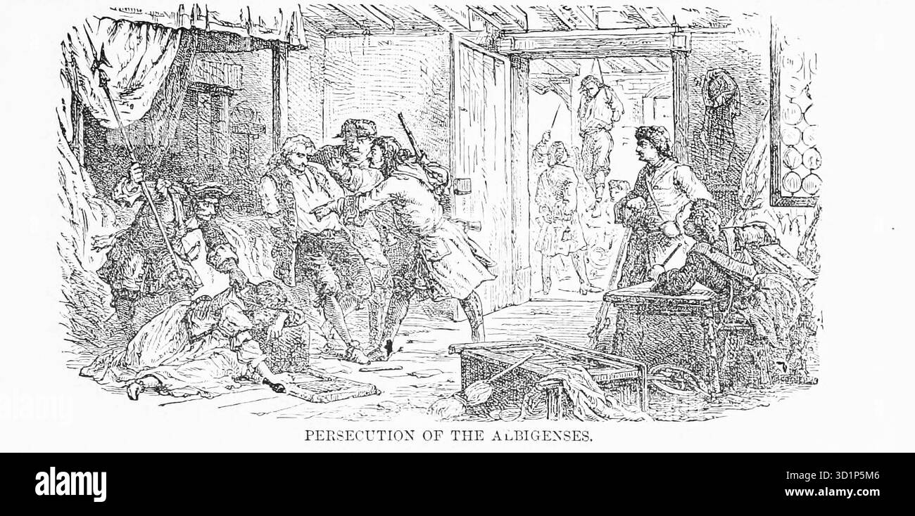 Persecuzione degli albigeni dal capitolo XCIII. Inghilterra e Francia nel XIII secolo nel volume 12, della storia universale di Ridpath: un resoconto dell'origine, della condizione primitiva e dello sviluppo etnico delle grandi razze dell'umanità, e dei principali eventi nell'evoluzione e nel progresso della vita civile tra uomini e nazioni, da fonti recenti e autentiche con un'indagine preliminare sull'ora, il luogo e le modalità dell'inizio di Ridpath, John Clark, 1840-1900 pubblicato nel 1897 Foto Stock