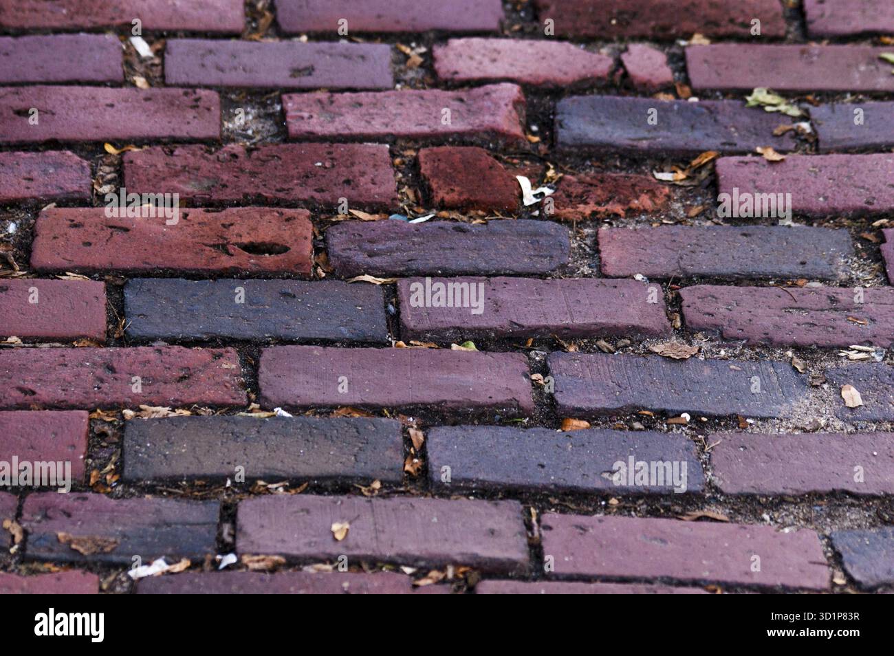 Pavimentazione vintage in mattoni rossi Foto Stock