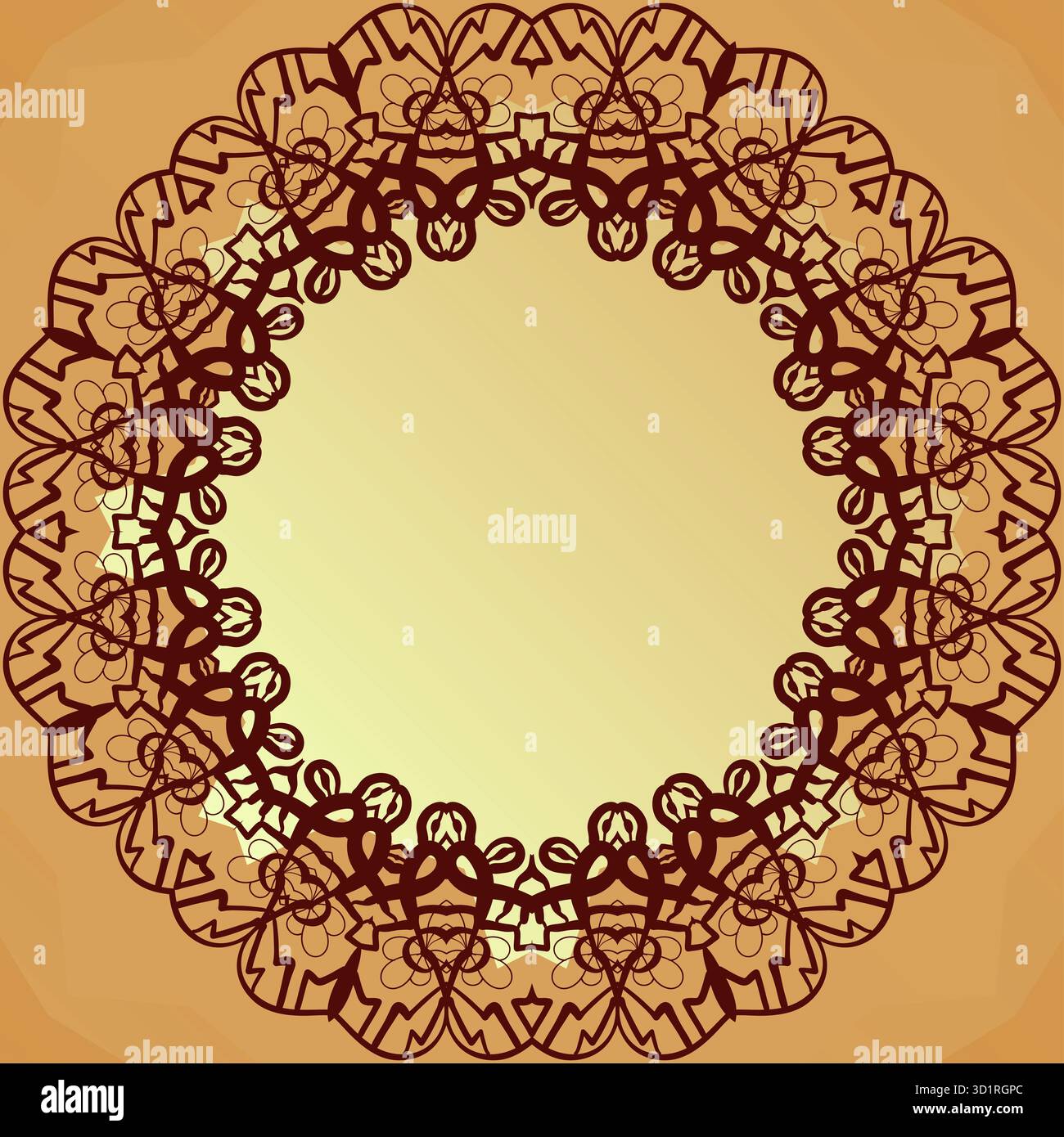 Cornice in pizzo rotonda ornamentale per testo, grafica vettoriale per banner vuoto Foto Stock