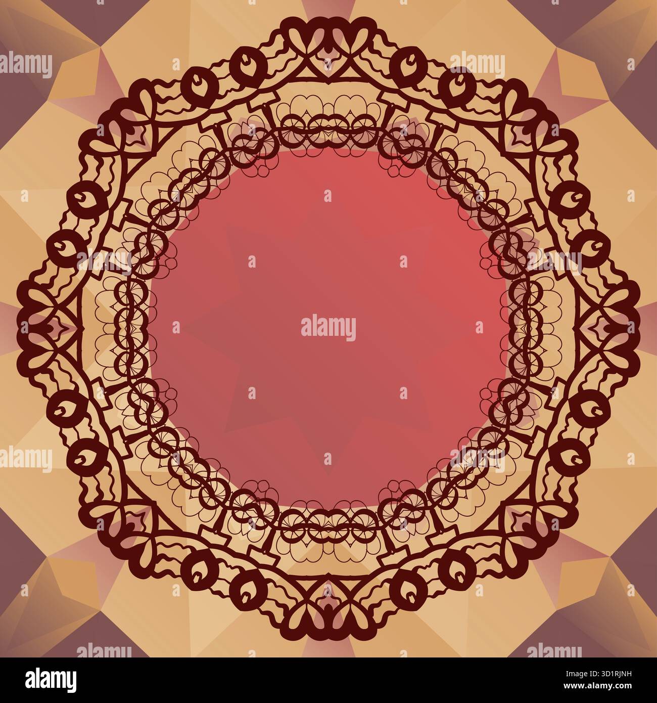 Cornice mandala rotonda per testo, grafica vettoriale di design orientale Foto Stock