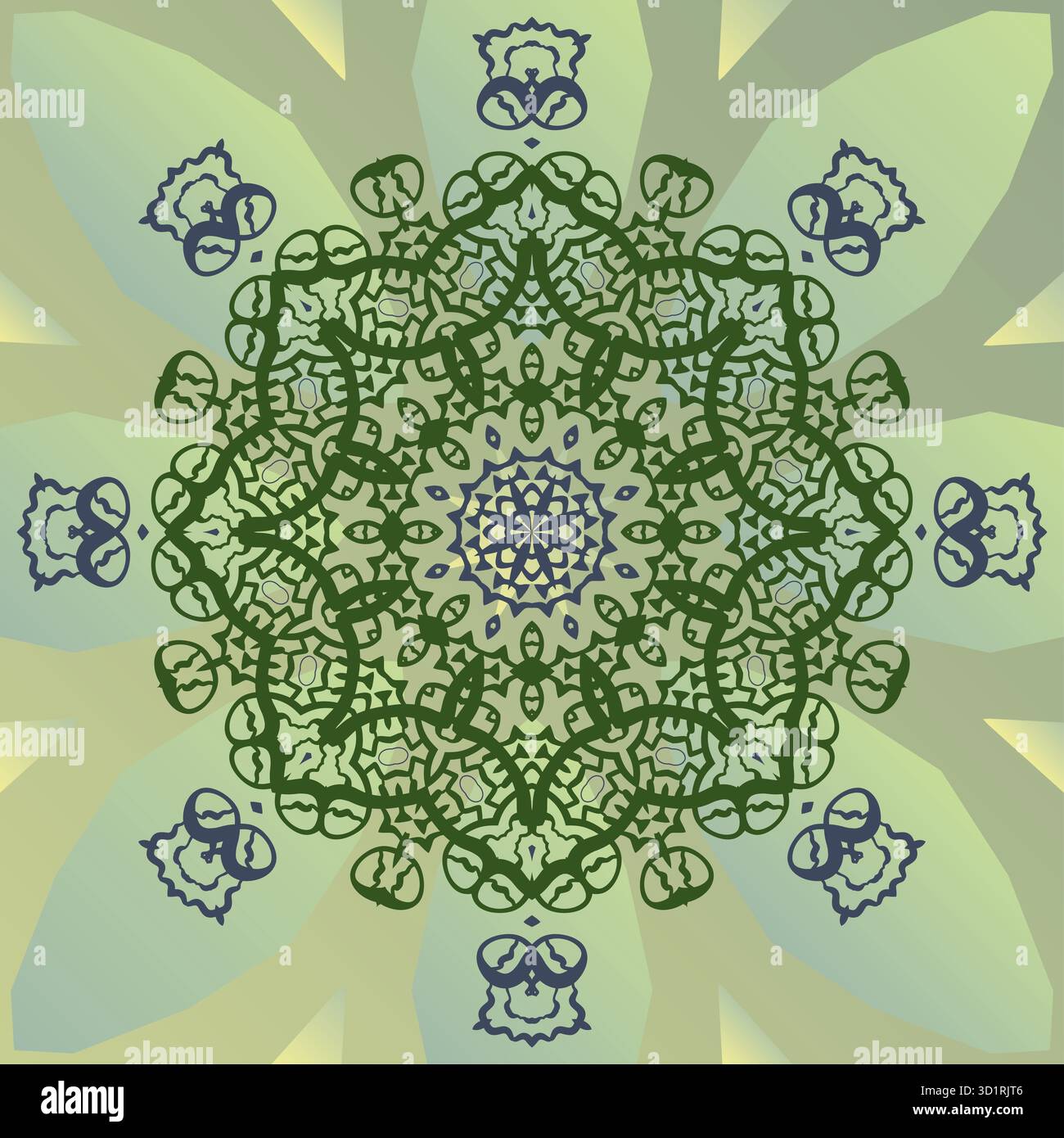 Stella mandala stilizzata su grafica vettoriale verde Foto Stock