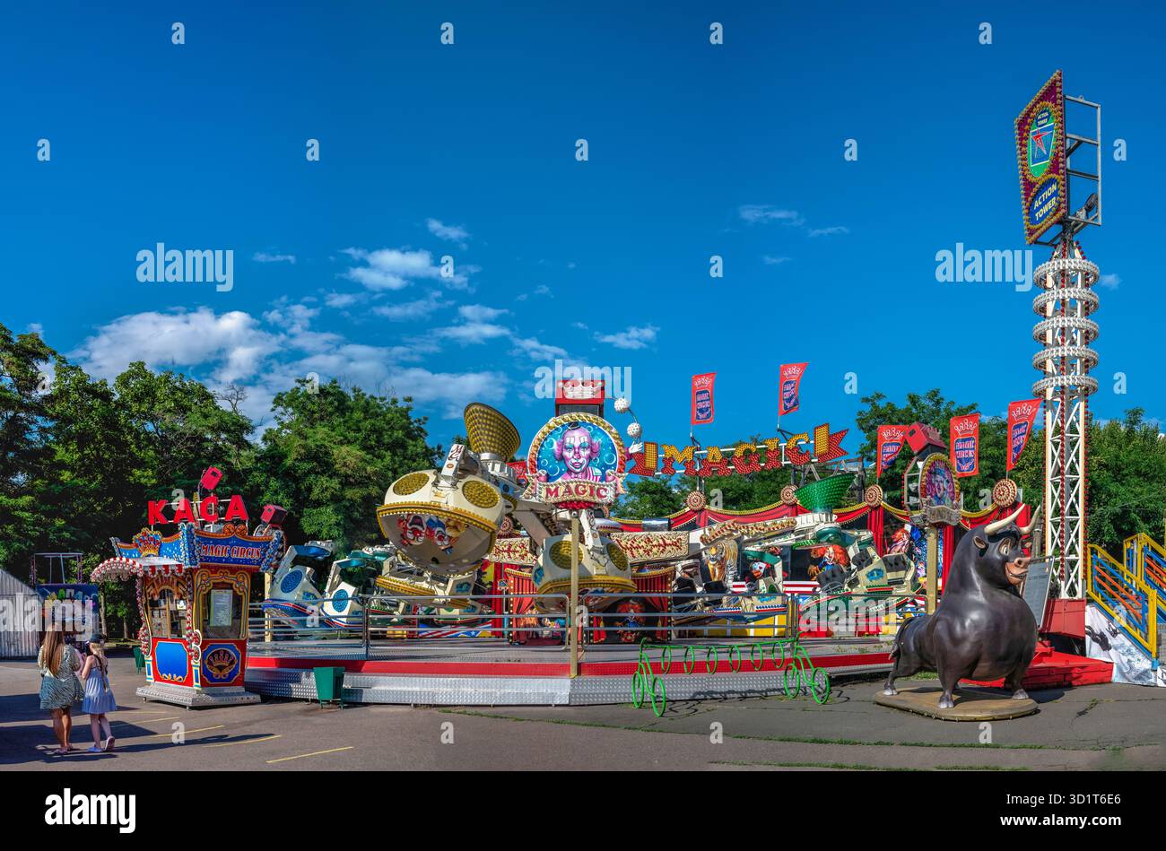 Luna Park della città di divertimento di Odessa, Ucraina Foto Stock