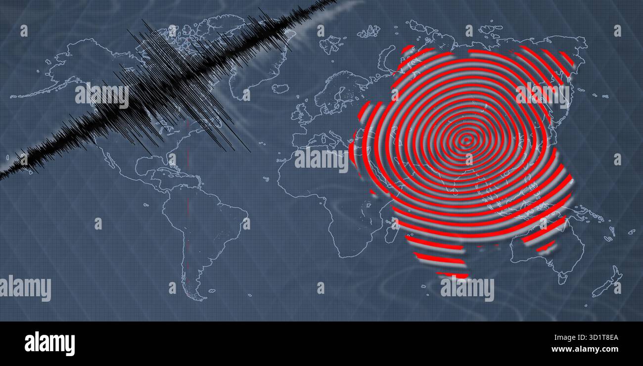 Attività sismica terremoto Suriname mappa Foto Stock
