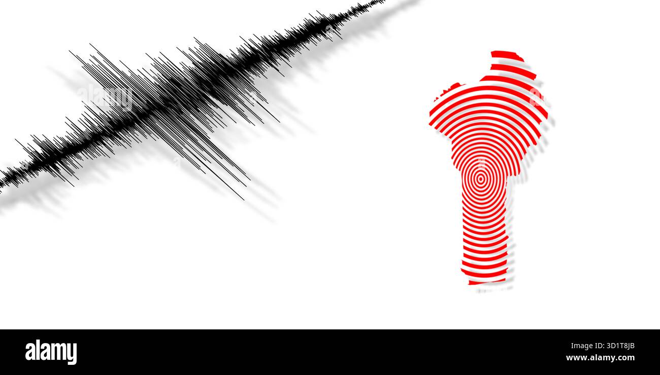 Attività sismica terremoto Benin mappa Richter scala Foto Stock