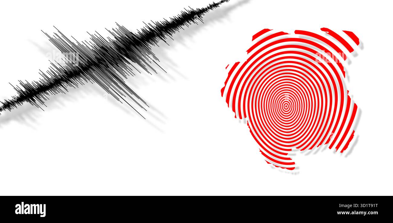 Attività sismica terremoto Suriname mappa Foto Stock