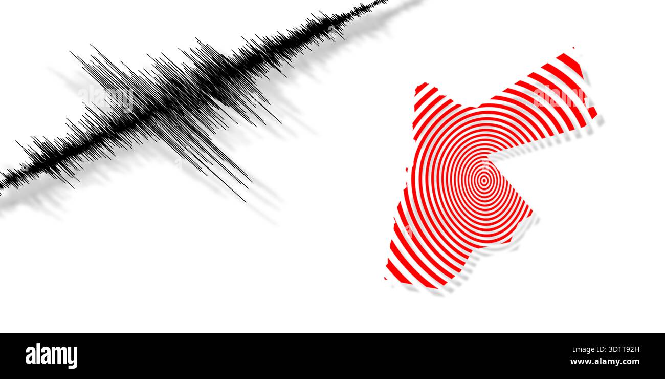 Attività sismica terremoto Giordania mappa Foto Stock