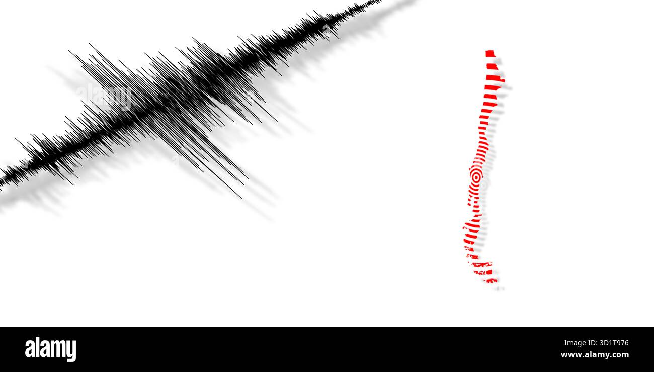 Attività sismica terremoto Cile mappa Richter scala Foto Stock