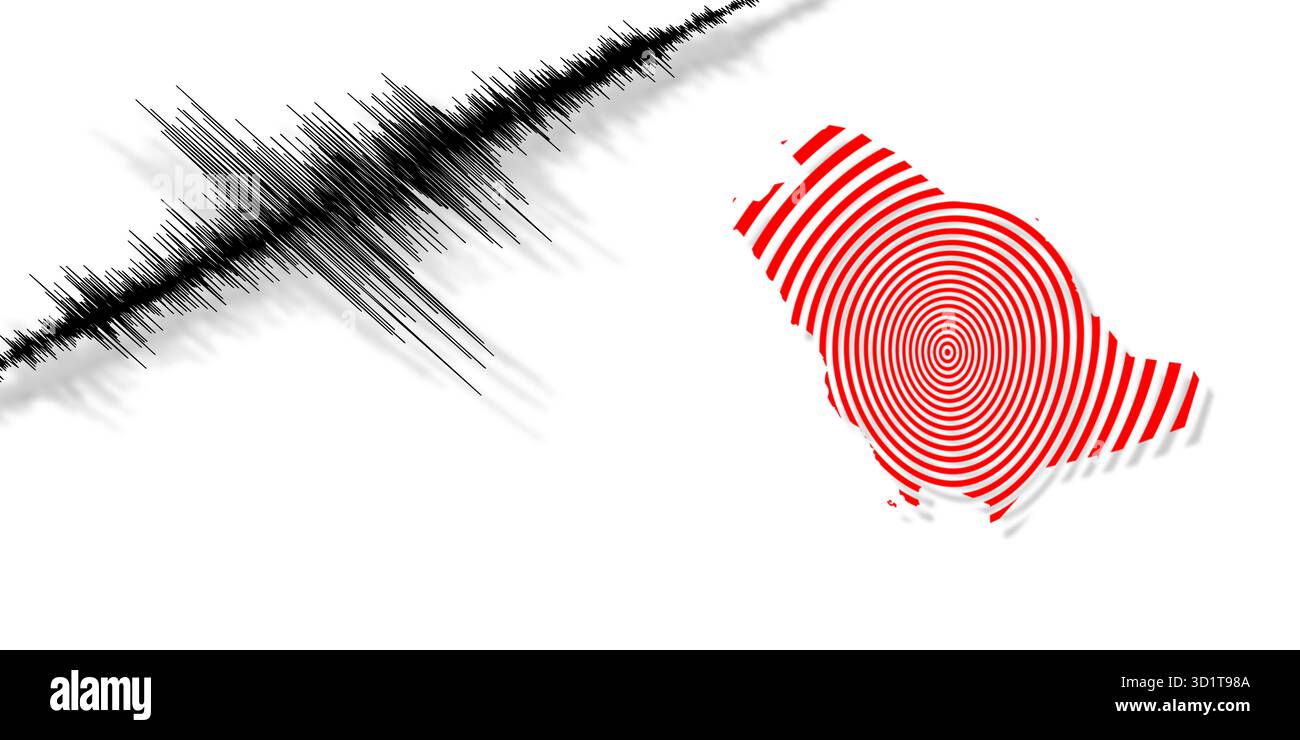 Attività sismica terremoto Ruanda mappa Foto Stock