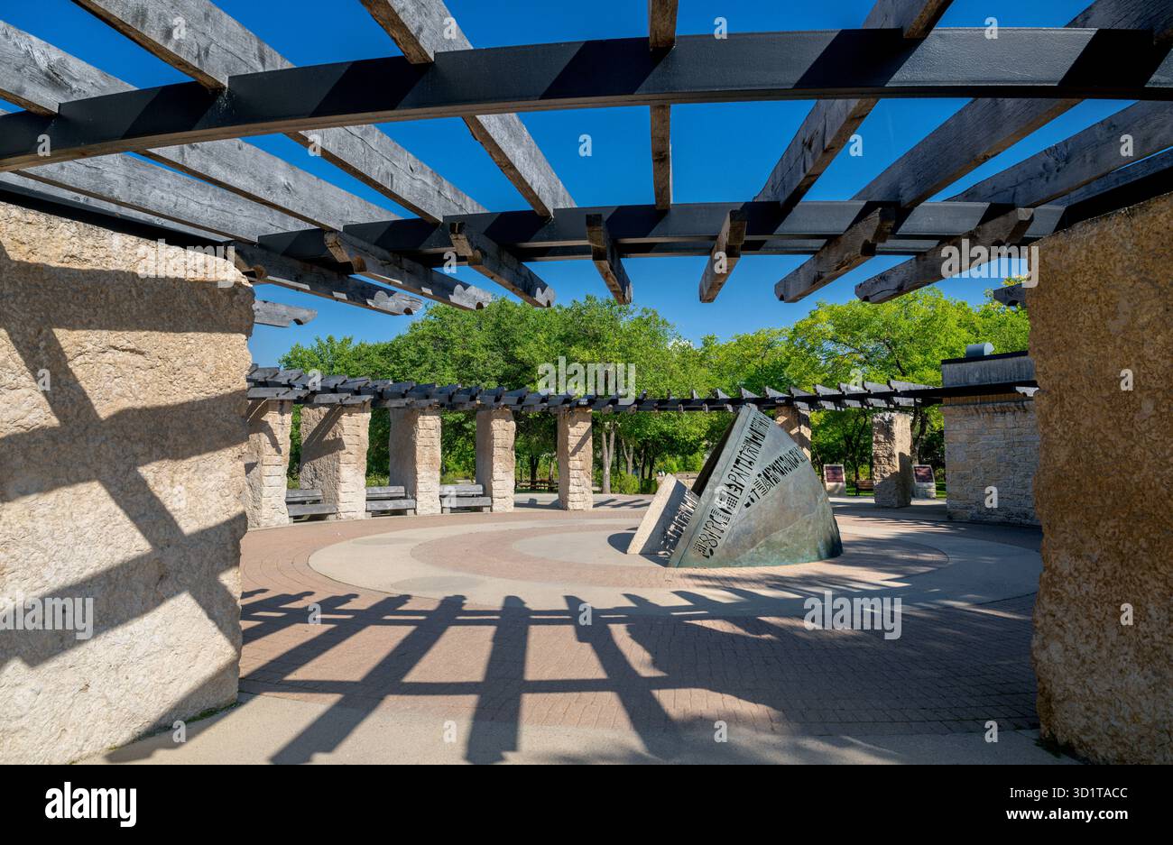 The Orientation Circle at the Forks, The Forks, Forks National Historic Site, Winnipeg, Manitoba, Canada Foto Stock