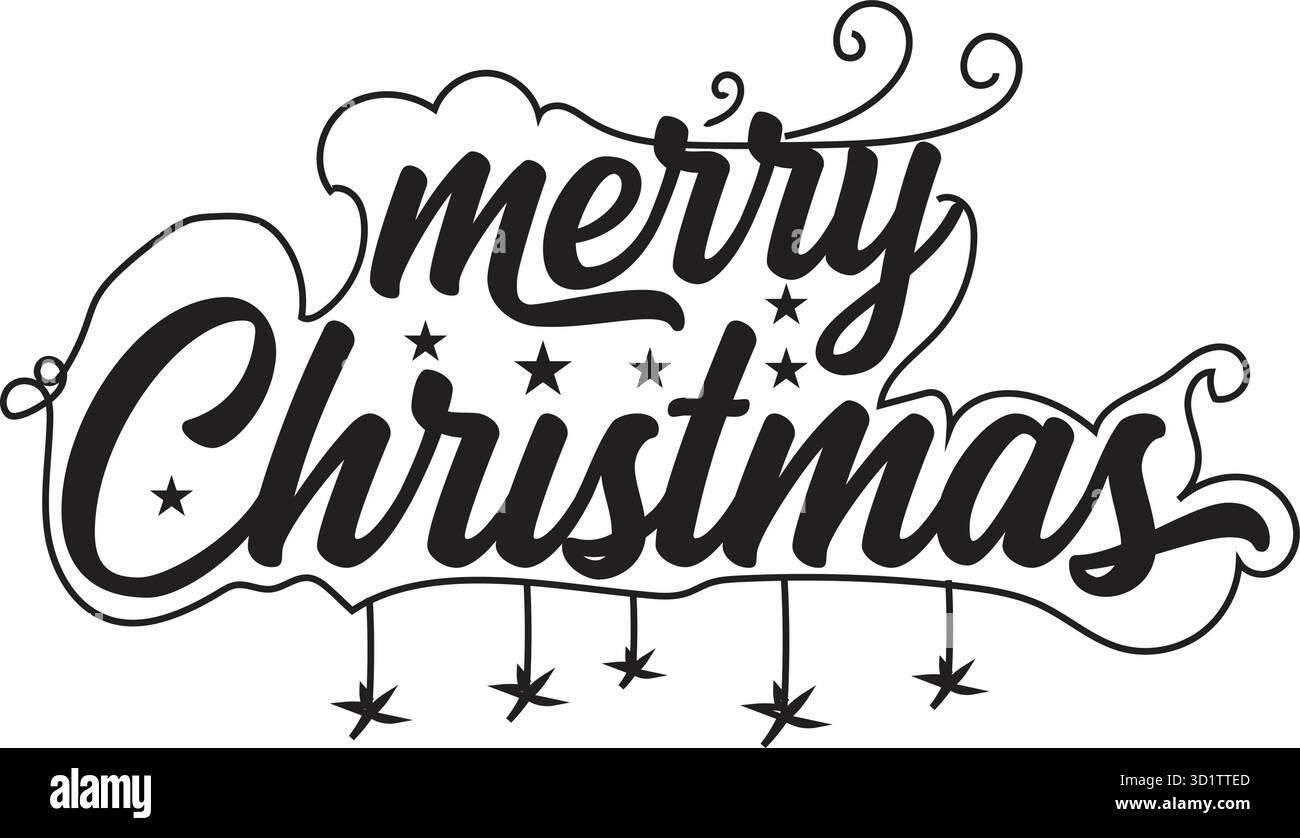 Saluto natalizio con alberi stilizzati, stelle rosse, fiocchi di neve e testo "buon Natale" su sfondo verde Illustrazione Vettoriale