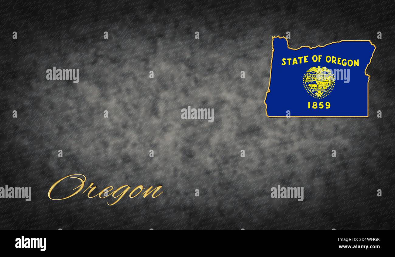Simboli dell'Oregon, Mappa dell'Oregon Foto Stock