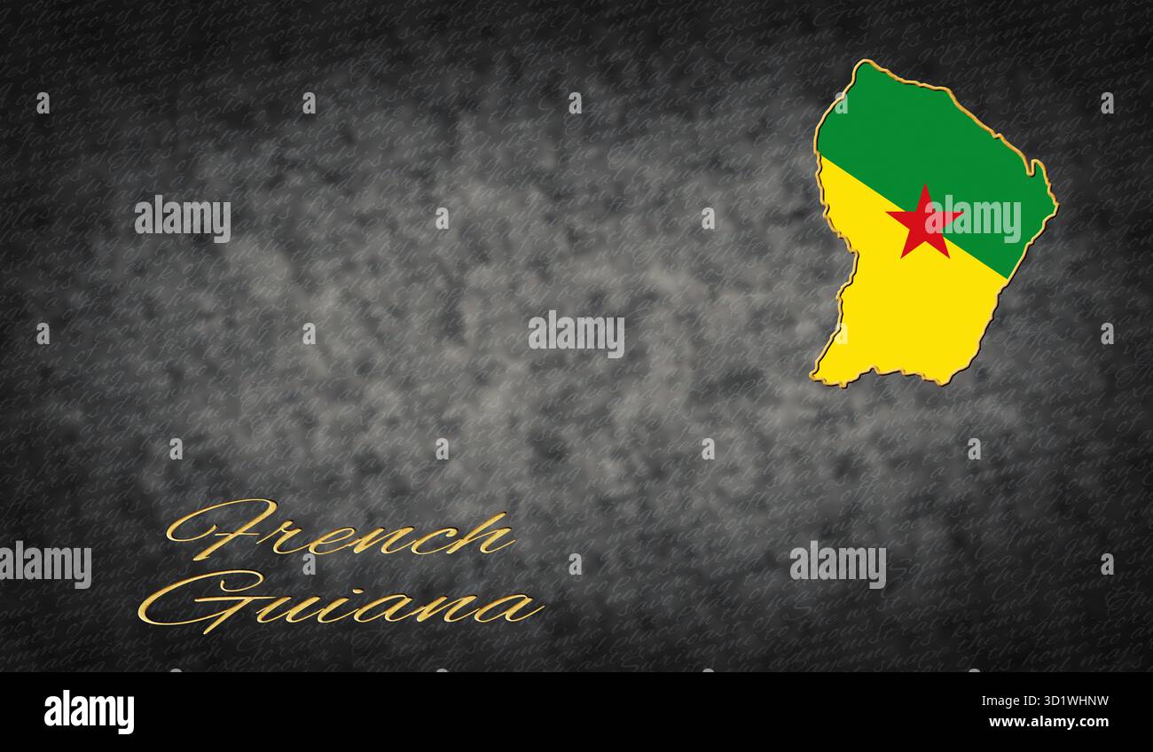 Simboli della Guyana francese, Mappa della Guyana francese Foto Stock