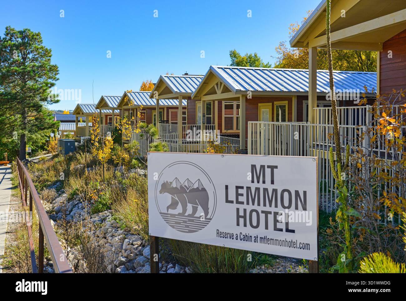 Cabine del Mount Lemmon Hotel a Summerhaven, Arizona Foto Stock