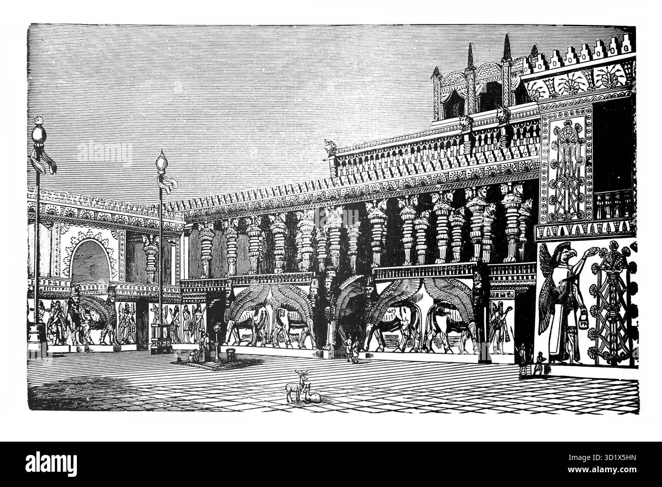 Illustrazione del Palazzo del Re Nabucodonosor II a Babilonia dall'edizione 1890 di The Beautiful Story Golden Gems of Religious Thought di J.W.Buel Foto Stock