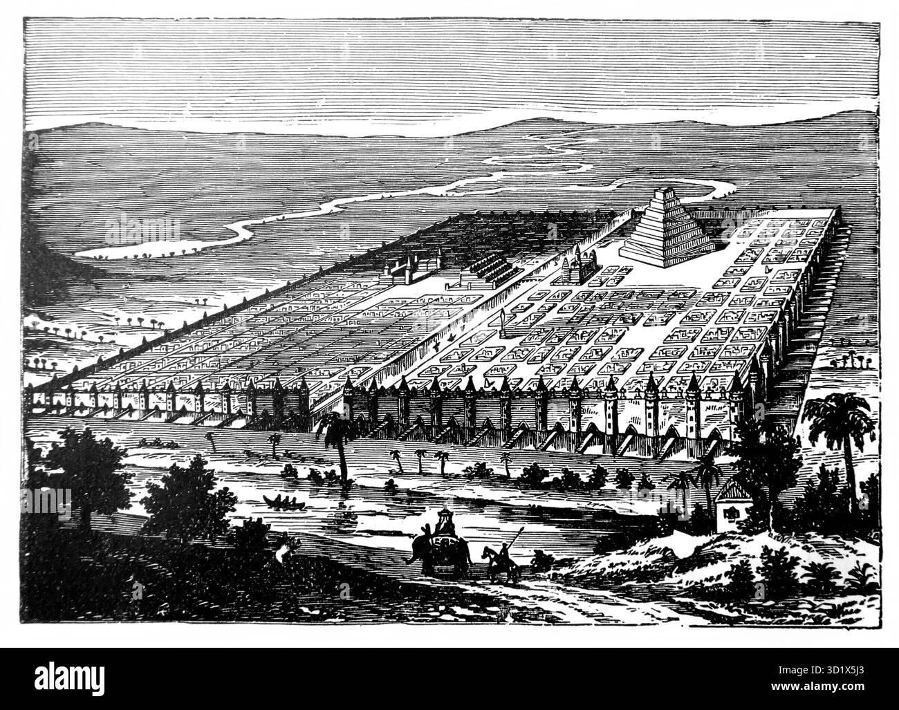 Illustrazione dell'antica città di Babilonia dall'edizione 1890 di The Beautiful Story Golden Gems of Religious Thought di J.W.Buel Foto Stock