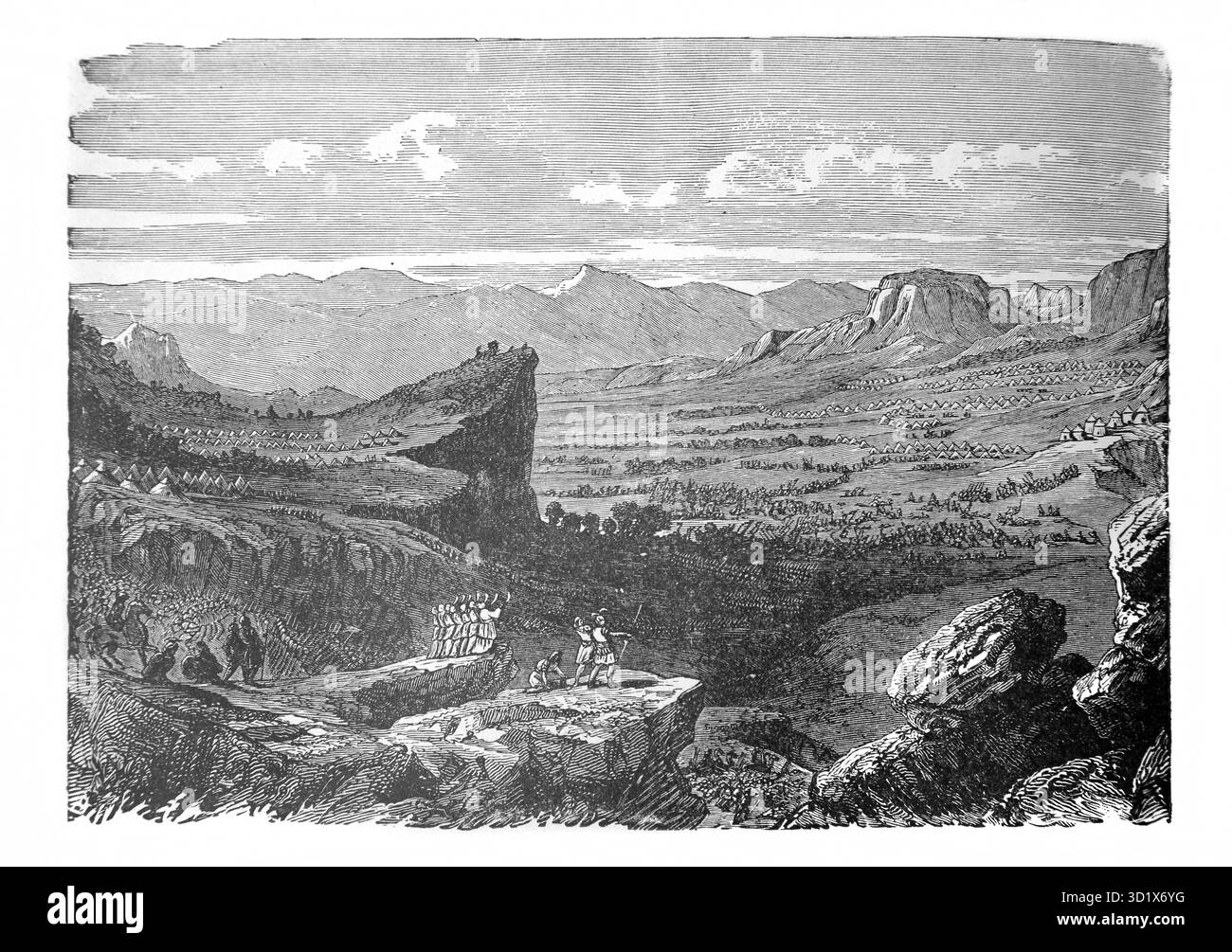 Illustrazione della sconfitta degli Ammoniti (Samuel) dall'edizione 1890 di The Beautiful Story Golden Gems and Religious Thoughts di J.W.Buel Foto Stock