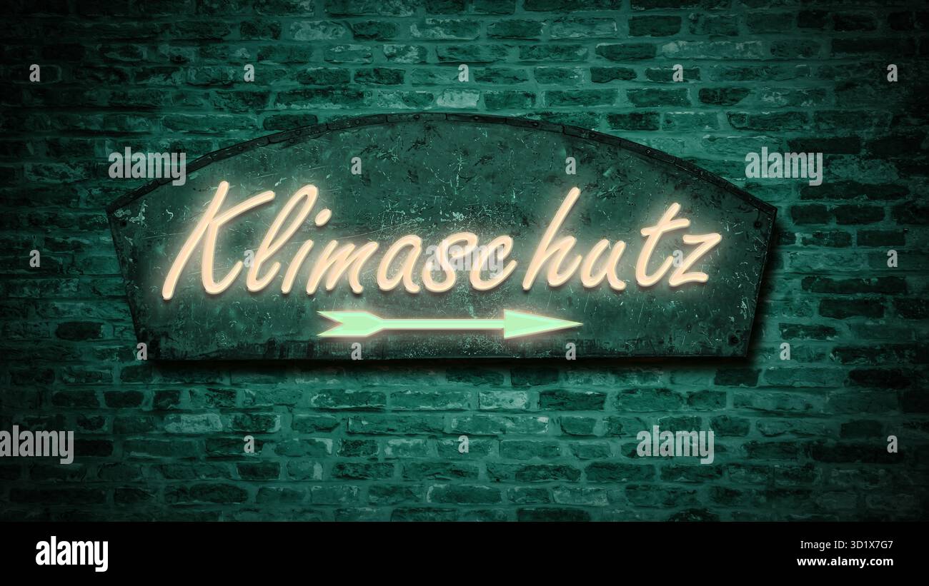 Segnalate la strada diretta per la protezione del clima - Bildmontage Foto Stock