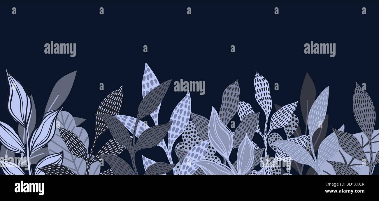 Disegno a mano minimalista creativo sfondo artistico astratto. Illustrazioni estetiche moderne. foglie lineari in stile doodle. Design artistico contemporaneo Illustrazione Vettoriale